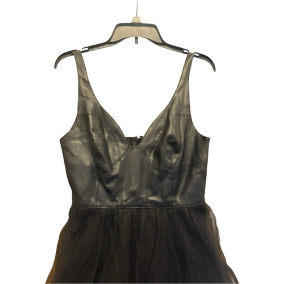 Anthropologie Black Leather and Tulle Dress Size For (4) - Picture 7 of 12